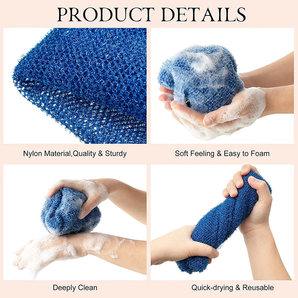 1Pcs African Net Sponge, 30x80cm African Exfoliating Body Net Scrubbing Wash Net Washcloth Long Bathing Sponge Net Shower