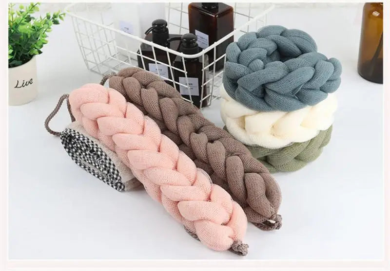 2024 Bath Brush Body Scrub Back Scrubber Washcloth Mesh Shower Loofahs Bath Body Massage Brush Bathroom Sponges Brush