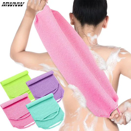 High Elasticity Frosted Long Shower Towel Shower Body Brush Bathing Massage Back Body Exfoliating Bathroom Wash Brush Bath Tools