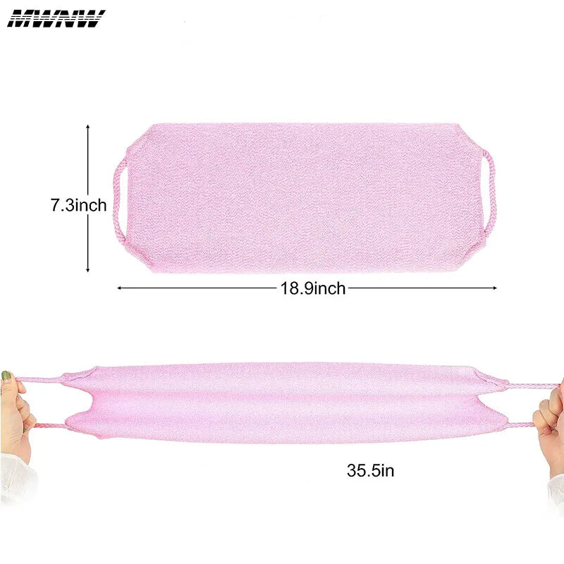 High Elasticity Frosted Long Shower Towel Shower Body Brush Bathing Massage Back Body Exfoliating Bathroom Wash Brush Bath Tools