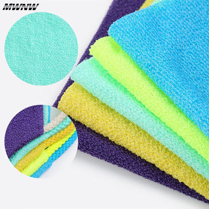 High Elasticity Frosted Long Shower Towel Shower Body Brush Bathing Massage Back Body Exfoliating Bathroom Wash Brush Bath Tools